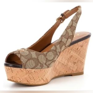 COACH Ferry Signature Platform Wedge Sandals